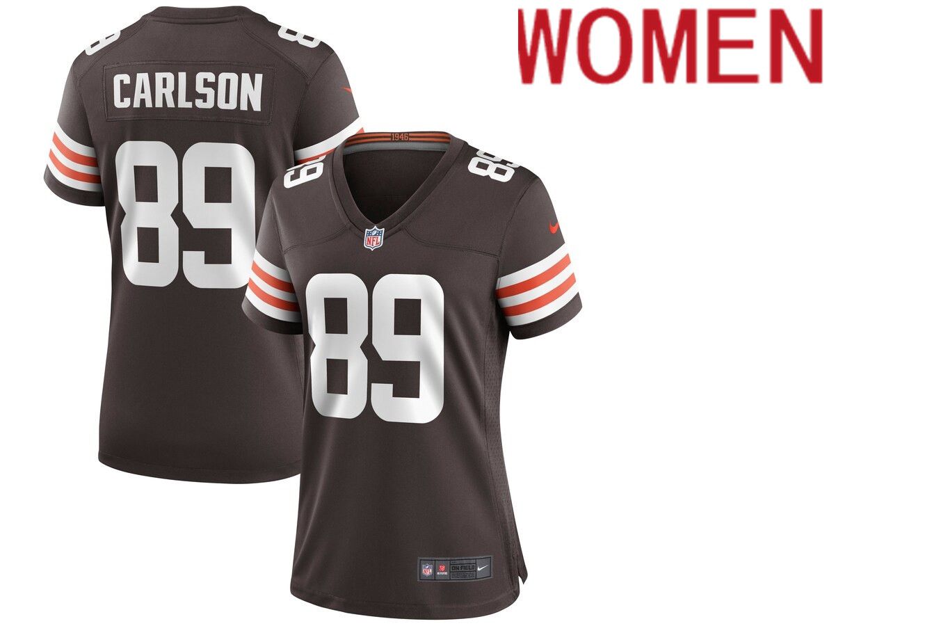 Women Cleveland Browns #89 Stephen Carlson Nike Brown Game NFL Jersey->women nfl jersey->Women Jersey